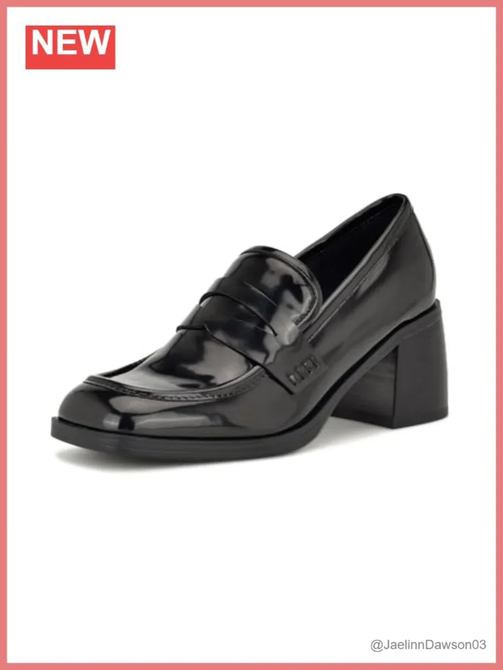 Heeled Loafers for Women Block Heel Square Toe Slip On